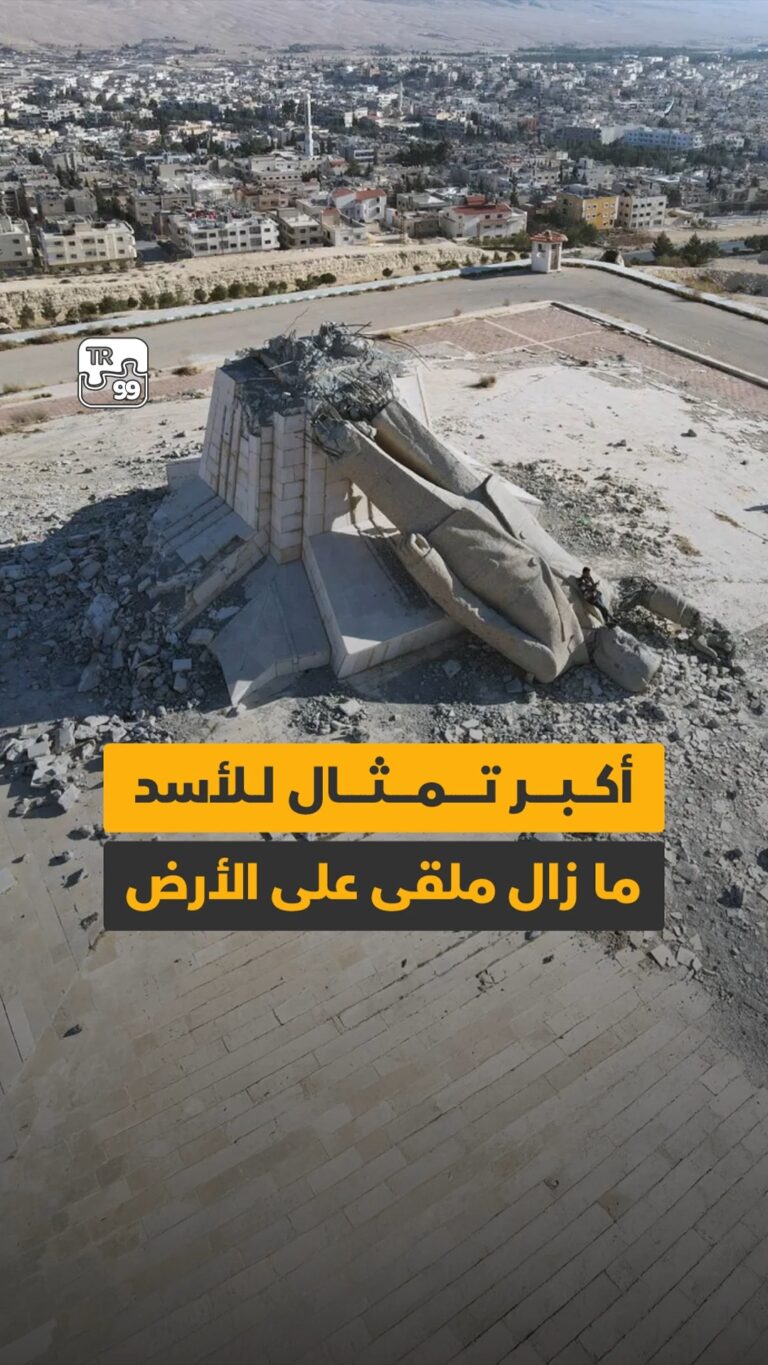اكبر تمثال للأسد مازال ملقى على الأرض